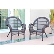 Jeco Resin Wicker Patio Chair in Espresso (Set of 2)