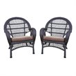 Jeco Wicker Resin Chair in Espresso with Brown Cushion (Set of 2)