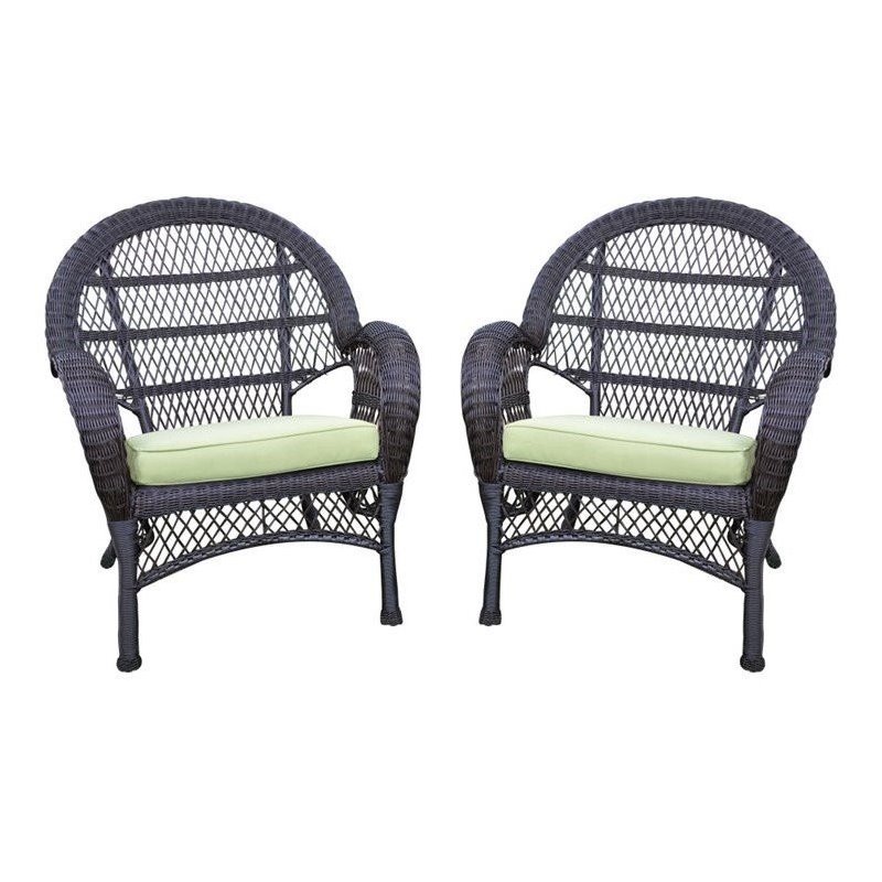Jeco Wicker Chair In Espresso With, Outdoor Furniture No Cushions