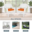 Jeco Wicker Chair in White with Orange Cushion (Set of 2)
