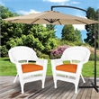 Jeco Wicker Chair in White with Orange Cushion (Set of 2)
