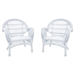 Jeco Wicker Chair in Espresso with Tan Cushion (Set of 4)
