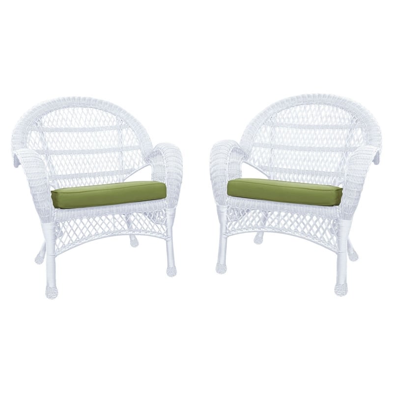 Jeco Wicker Chair in Espresso with Blue Cushion (Set of 4)