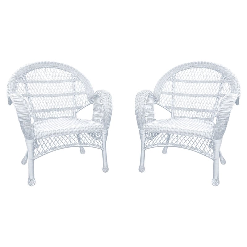 Jeco Wicker Chair in Espresso with Blue Cushion (Set of 4)