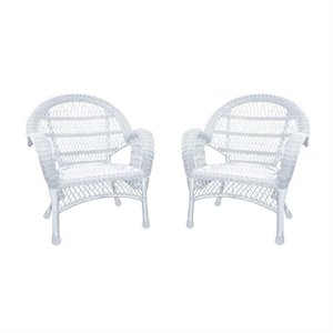 Jeco 15&quot Resin Wicker Patio Chair in White (Set of 4)