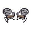 Jeco Wicker Rocker Chair in Espresso with Brown Cushion (Set of 2)