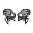 Jeco Wicker Rocker Chair in Espresso with Black Cushion (Set of 2)