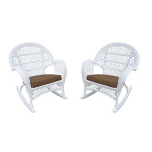 wicker rocker chair in white (set of 2)