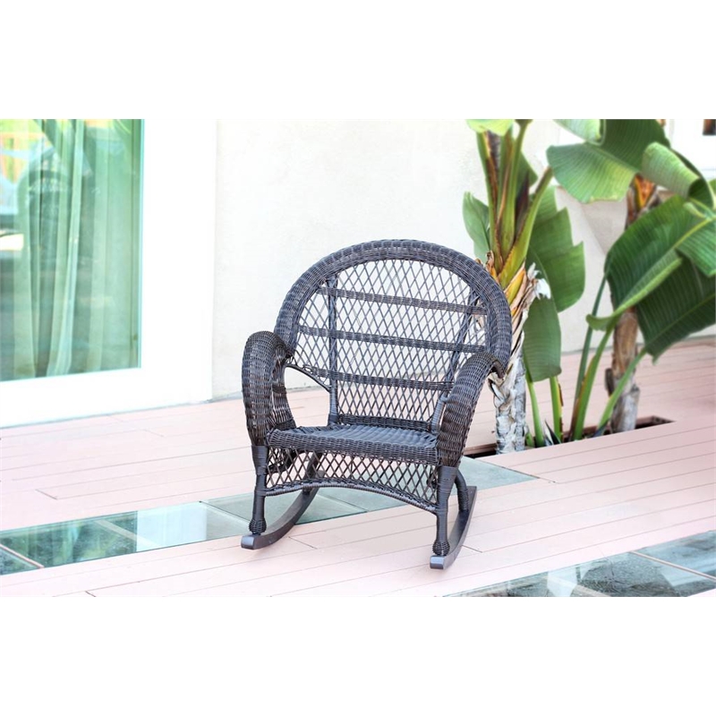 Jeco Resin Wicker Outdoor Patio Rocker Chair Set in Espresso (Set of 4)