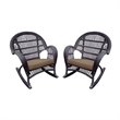 Jeco Resin Wicker Patio Rocker Chair in Espresso with Brown Cushion (Set of 4)