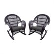 Jeco Resin Wicker Patio Rocker Chair in Espresso with Black Cushion (Set of 4)