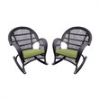 Jeco Resin Wicker Patio Rocker Chair in Espresso w/Sage Green Cushion (Set of 4)
