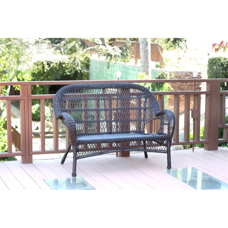 Jeco Wicker Patio Loveseat in Espresso