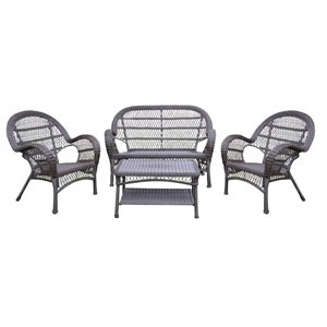 wicker 4 piece conversation set in espresso