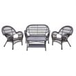 Jeco 4 Piece Wicker Patio Conversation Set in Espresso