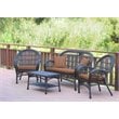 Jeco 4 Piece Wicker Conversation Set in Espresso with Brown Cushions