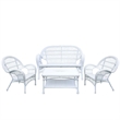 Jeco Inc. 4-Piece Resin Wicker Outdoor Patio Conversation Set in White