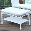 Jeco Inc. 4-Piece Resin Wicker Patio Conversation Set in White/Orange Cushions