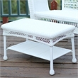 Jeco Inc. 4-Piece Resin Wicker Patio Conversation Set in White/Green Cushions