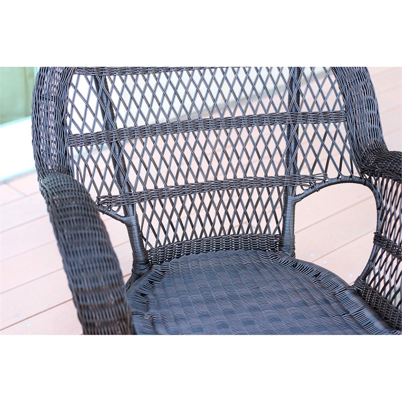 Jeco Inc. 4-Piece Resin Wicker Patio Conversation Set in White/Green Cushions