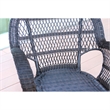 Jeco Inc. 4-Piece Resin Wicker Patio Conversation Set in White/Green Cushions