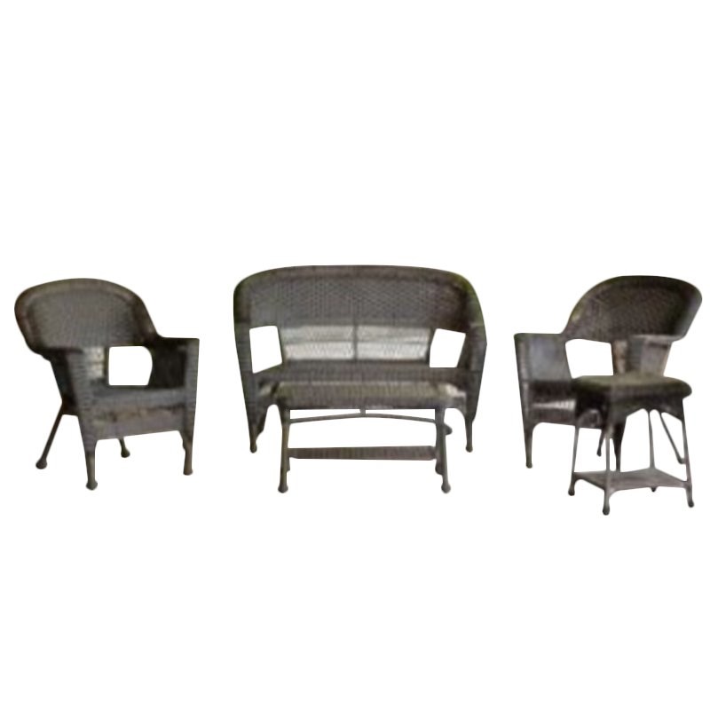 Jeco 5 Piece Wicker Patio Conversation Set in Espresso