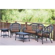 Jeco 5 Piece Wicker Conversation Set in Espresso with Brown Cushions