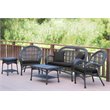 Jeco 5 Piece Wicker Conversation Set in Espresso with Black Cushions