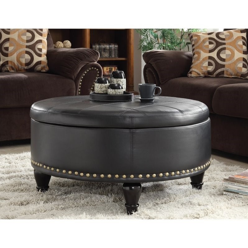 Black Leather Ottoman Coffee Table With Storage - Ottomans Allmodern