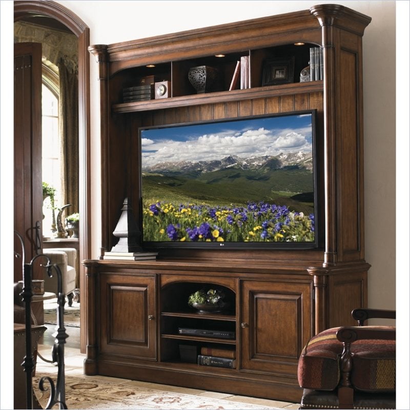 Sligh Breckenridge TV Stand with Hutch in Briarwood   147BR 661 641 PKG