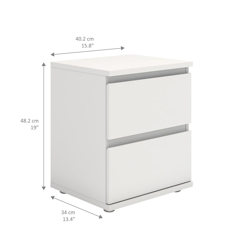 Tvilum Aurora 2 Drawer Nightstand in White