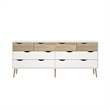 Tvilum Diana Modern Wood 8-Drawer Double Dresser in White and Oak