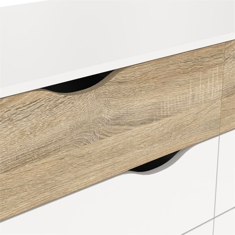 Tvilum Diana Modern Wood 8-Drawer Double Dresser in White and Oak