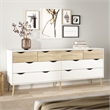 Tvilum Diana Modern Wood 8-Drawer Double Dresser in White and Oak