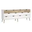 Tvilum Diana Modern Wood 8-Drawer Double Dresser in White and Oak