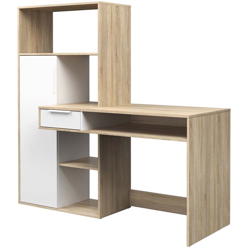 Tvilum Weston Bookcase Writing Desk In White And Oak Structure Tvilum Weston Bookcase Writing Desk In White And Oak Structure