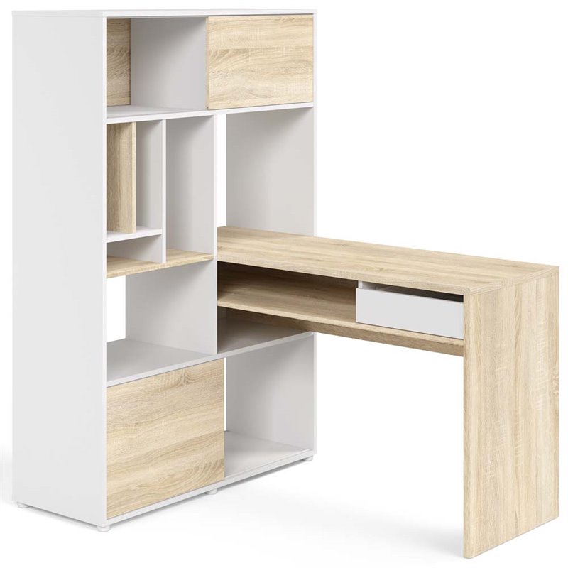 Tvilum Weston Bookcase Writing Desk In White And Oak Structure Tvilum Weston Bookcase Writing Desk In White And Oak Structure