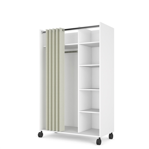tvilum lola 4 cubby mobile curtain storage unit in white and natural