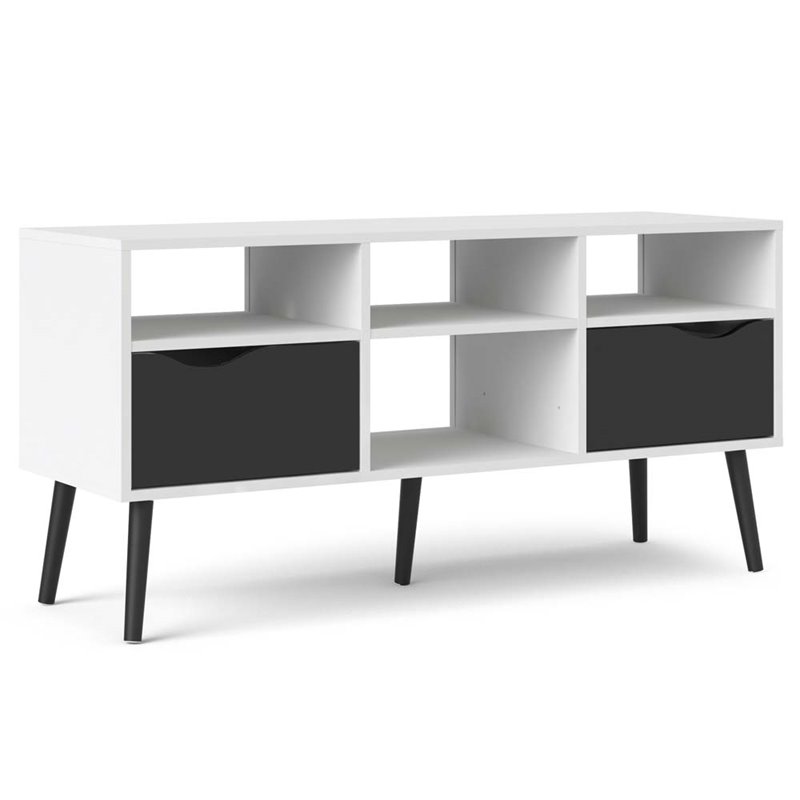 Tvilum Diana 4 Cubby Tv Stand In White And Black Matte 7539149gm