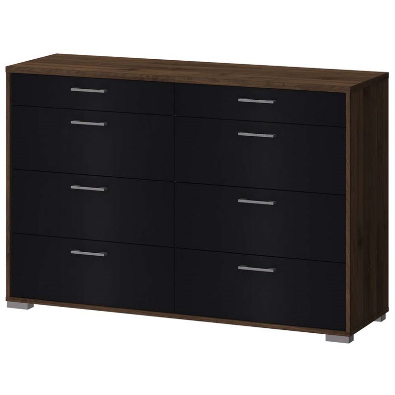 Tvilum Homeline 8 Drawer Double Dresser In Walnut And Black 70165djgm Tvilum Homeline 8 Drawer Double Dresser In Walnut And Black