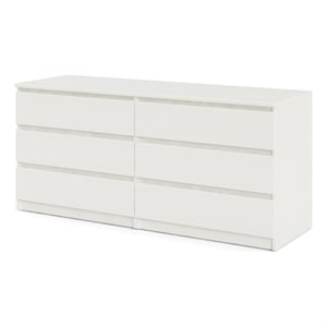 Tvilum Scottsdale 6 Drawer Double Dresser in White Wood Grain