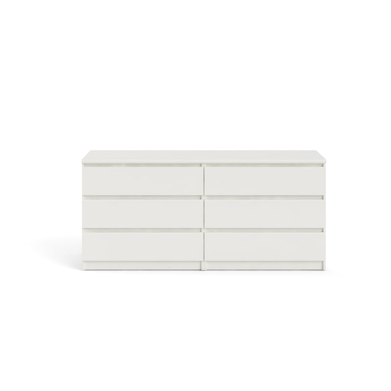 Tvilum Scottsdale 6 Drawer Double Dresser in White Wood Grain