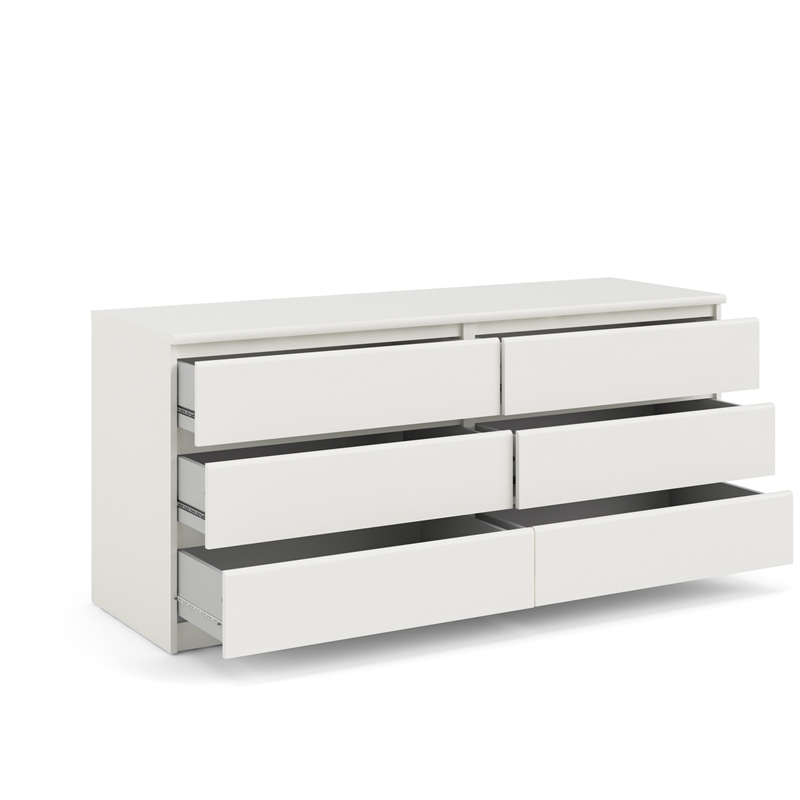 Tvilum Scottsdale 6 Drawer Double Dresser in White Wood Grain
