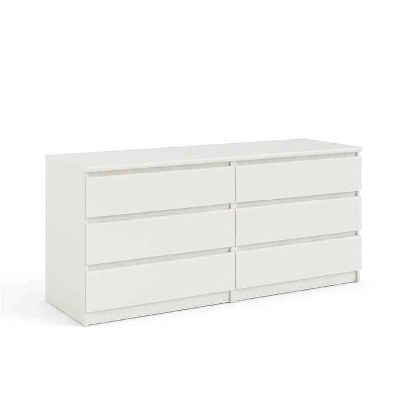 Tvilum Scottsdale 6 Drawer Double Dresser in White Wood Grain