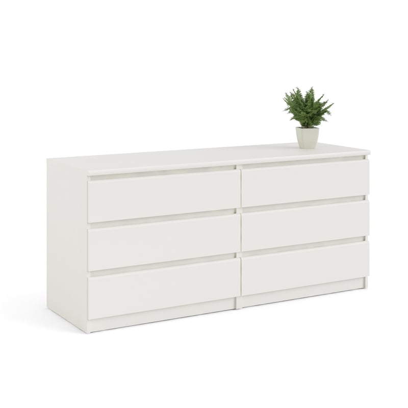 Tvilum Scottsdale 6 Drawer Double Dresser in White Wood Grain