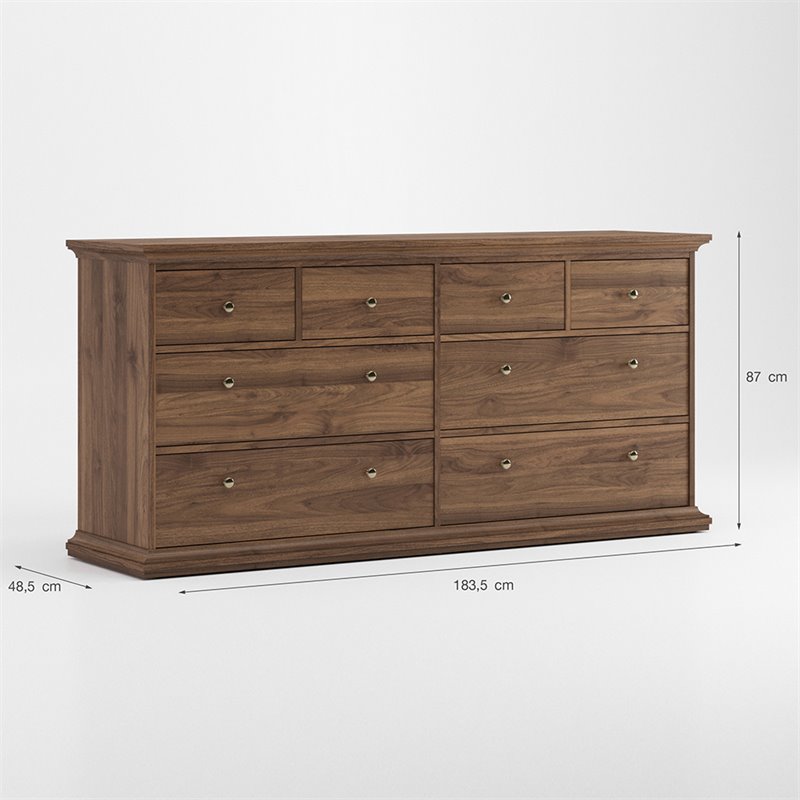 Tvilum Sonoma 8 Drawer Double Dresser In Walnut 76719djdj