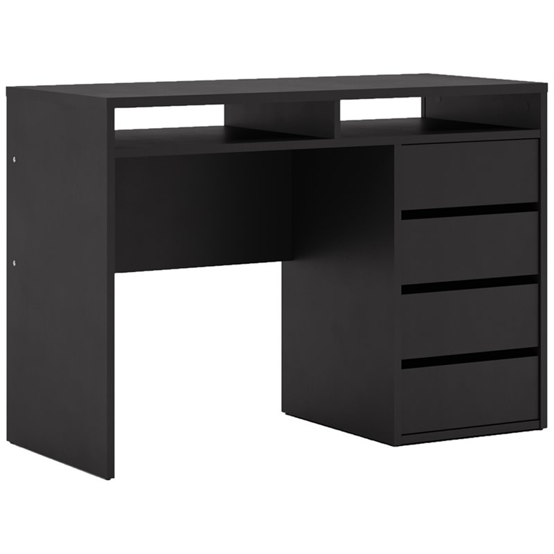 Tvilum Wyatt 4 Drawer And 2 Shelf Writing Desk In Black Matte Tvilum Wyatt 4 Drawer And 2 Shelf Writing Desk In Black Matte