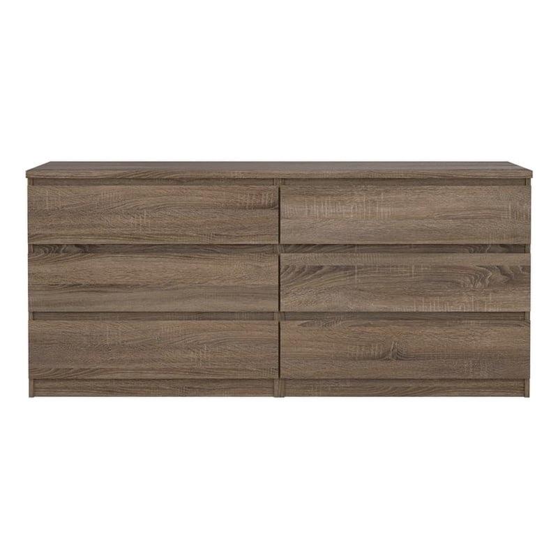 Tvilum Scottsdale Contemporary Wood Mahogany 6 Drawer Double Dresser