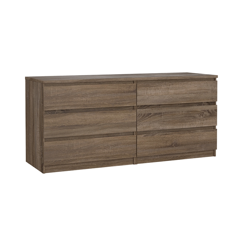 Tvilum Scottsdale Contemporary Wood Mahogany 6 Drawer Double Dresser
