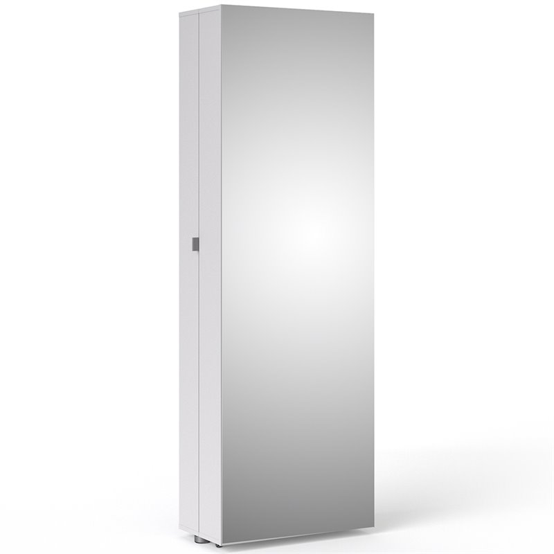 Tvilum Bright 10 Shelf Mirrored Shoe Cabinet in White - 710094949